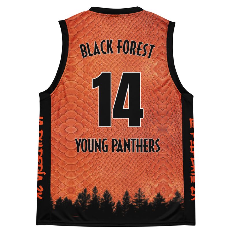 Young Panthers orange basketball jersey 14