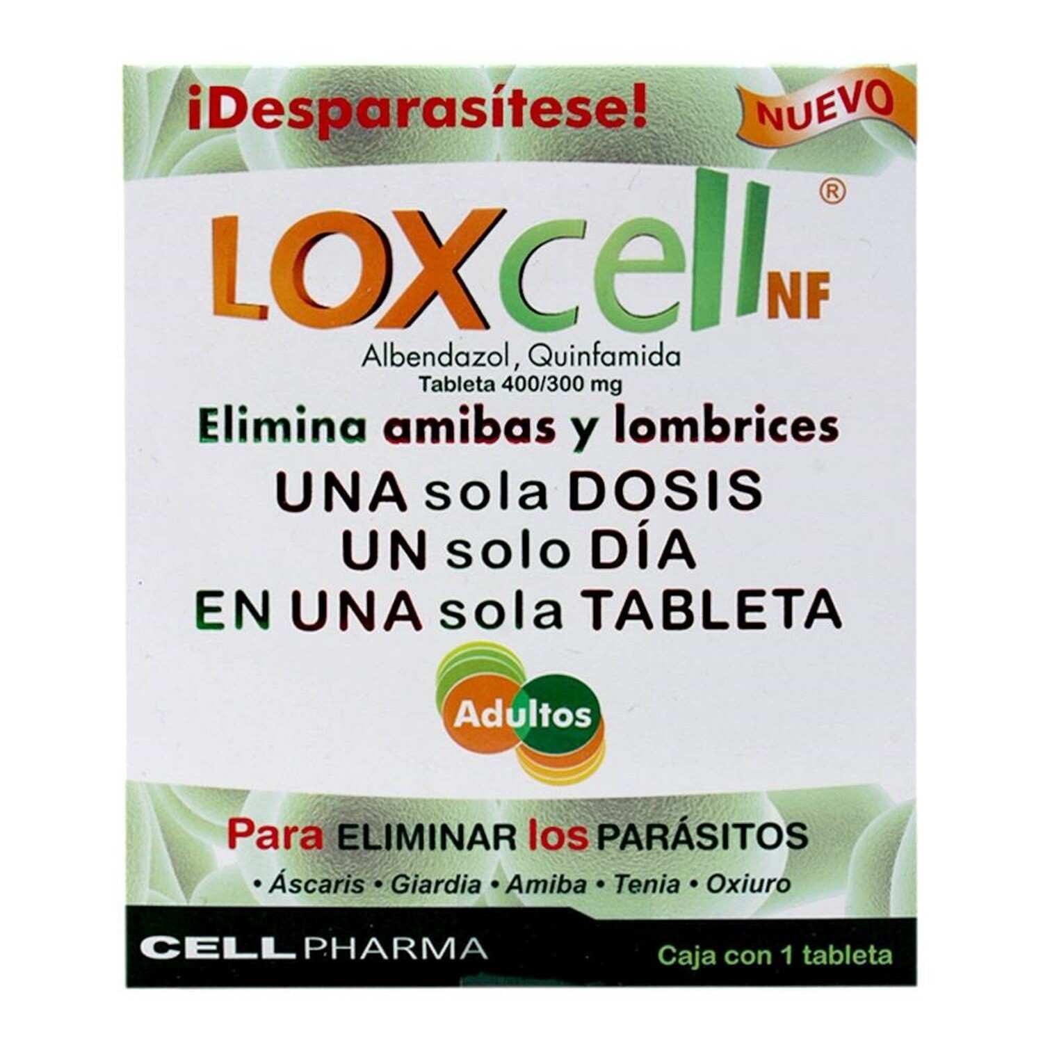 LOXCELL  Nf 1Tab (Albendazol, Quinfamida) ~  Dewormer against amoebas and worms
