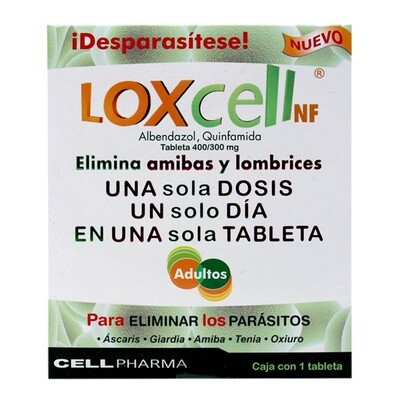 LOXCELL  Nf 1Tab (Albendazol, Quinfamida) ~  Dewormer against amoebas and worms