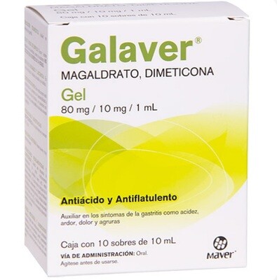 RIOPAN GENERIC (GALAVER) MAGALDRATO/DIMETICONA Antiacid Gastritis Heartburn Relief Gel 10 envelopes