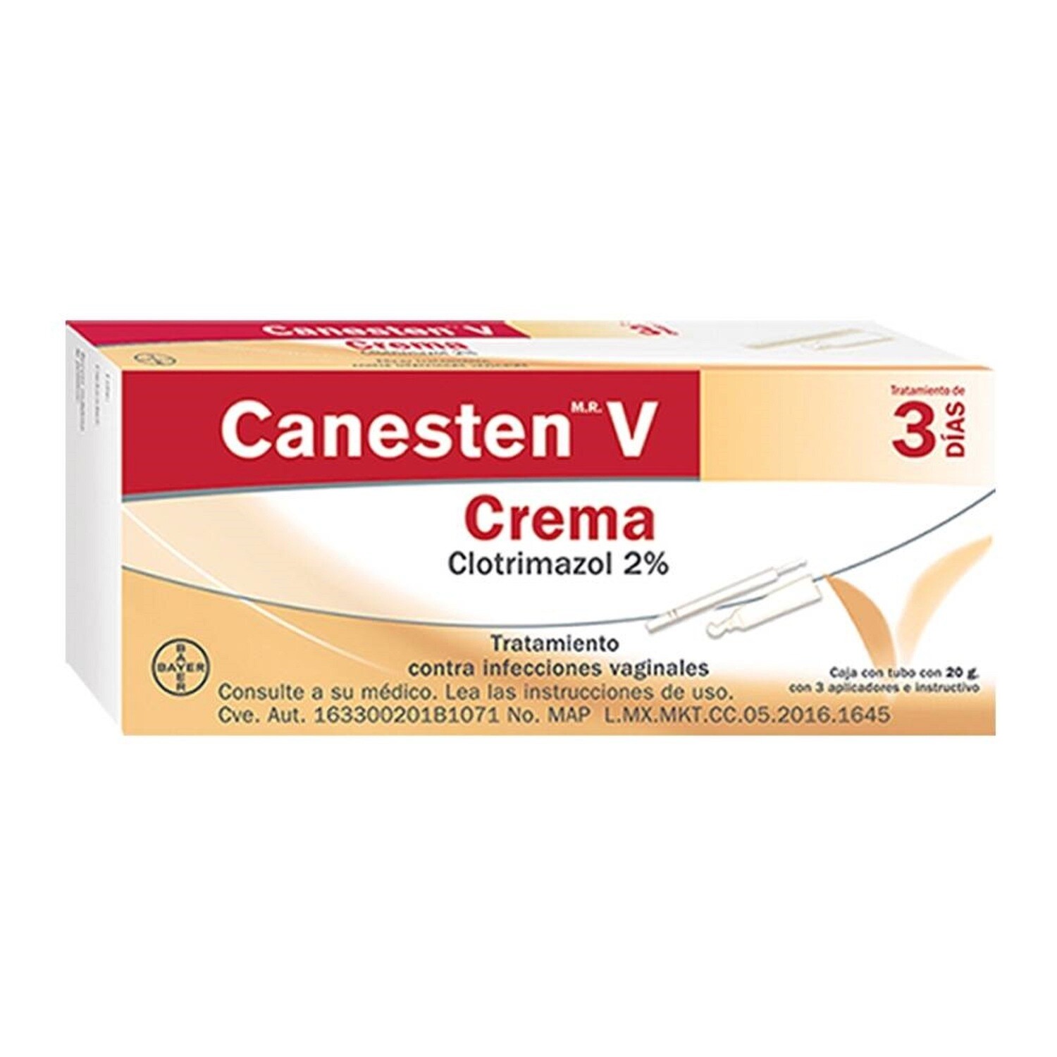 Canesten V (Clorotimazol) 2% Cream 20gr Treatment 3 days ~ Yeast Infection