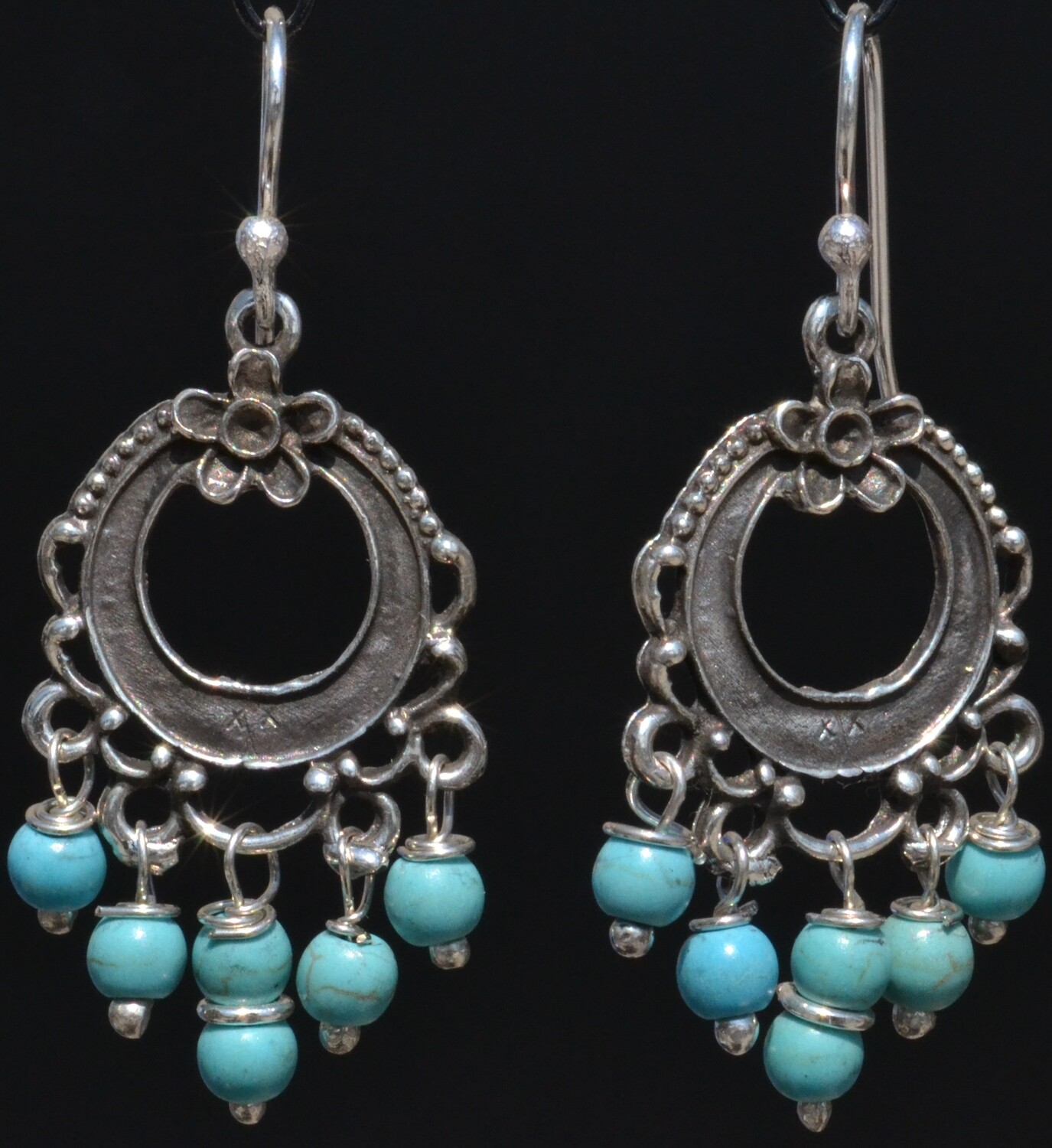 TAXCO MEXICAN JEWELRY 925 STERLING SILVER DANGLE EARRINGS FRIDA KAHLO VTG STYLE