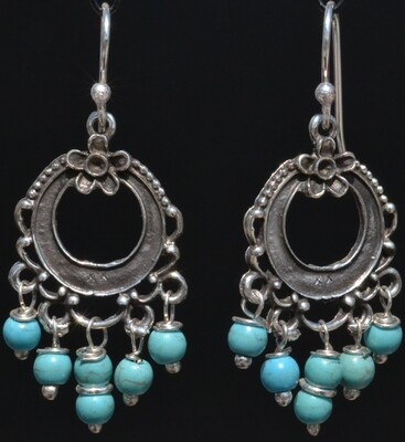 TAXCO MEXICAN JEWELRY 925 STERLING SILVER DANGLE EARRINGS FRIDA KAHLO VTG STYLE