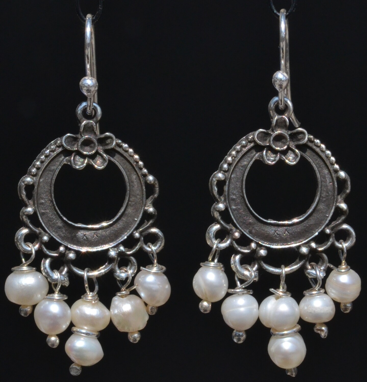 TAXCO MEXICAN JEWELRY 925 STERLING SILVER DANGLE EARRINGS FRIDA KAHLO VTG STYLE