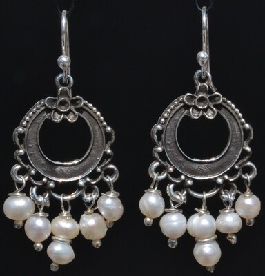 TAXCO MEXICAN JEWELRY 925 STERLING SILVER DANGLE EARRINGS FRIDA KAHLO VTG STYLE