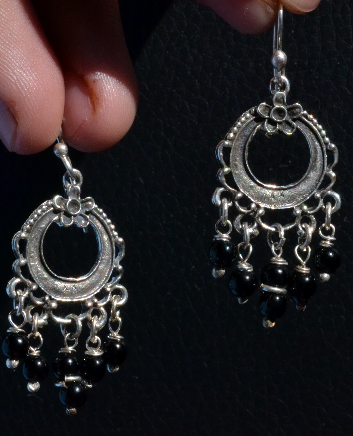 TAXCO MEXICAN JEWELRY 925 STERLING SILVER DANGLE EARRINGS FRIDA KAHLO VTG STYLE