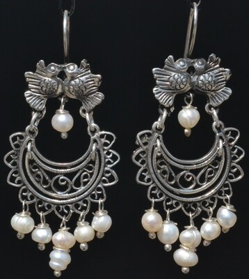 TAXCO STERLING SILVER LOVE BIRDS FRIDA KAHLO EARRINGS VTG STYLE MEXCIAN JEWELRY