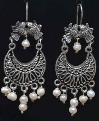 TAXCO STERLING SILVER LOVE BIRDS FRIDA KAHLO EARRINGS VTG STYLE MEXCIAN JEWELRY