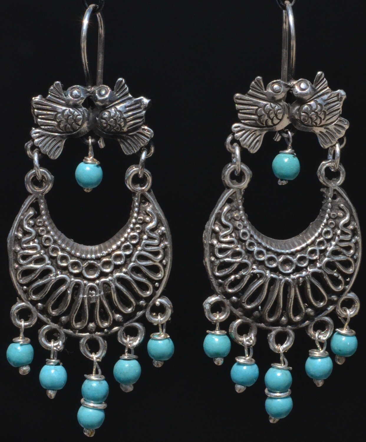 TAXCO STERLING SILVER LOVE BIRDS FRIDA KAHLO EARRINGS VTG STYLE MEXCIAN JEWELRY
