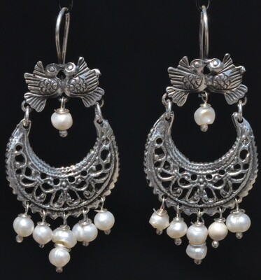 TAXCO STERLING SILVER LOVE BIRDS FRIDA KAHLO EARRINGS VTG STYLE MEXCIAN JEWELRY