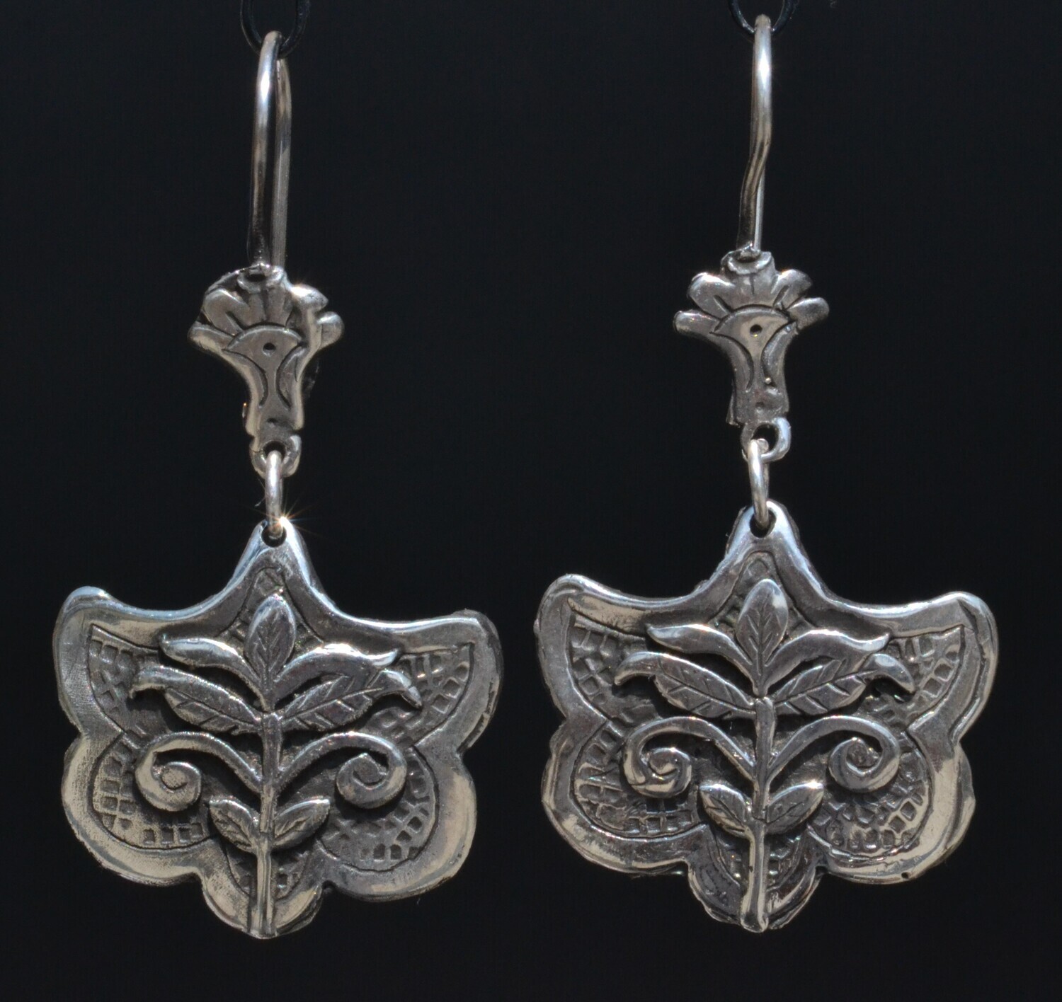 MEXICAN TAXCO JEWELRY STERLING SILVER FLOWERS EARRINGS - FRIDA KAHLO STYLE