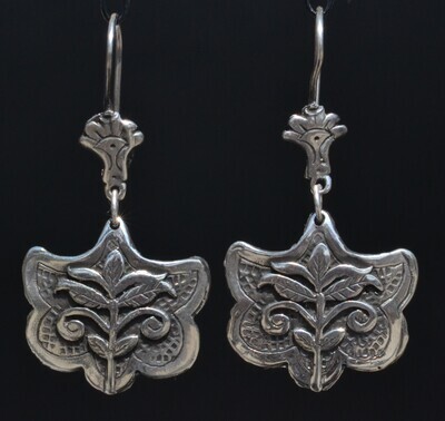 MEXICAN TAXCO JEWELRY STERLING SILVER FLOWERS EARRINGS - FRIDA KAHLO STYLE