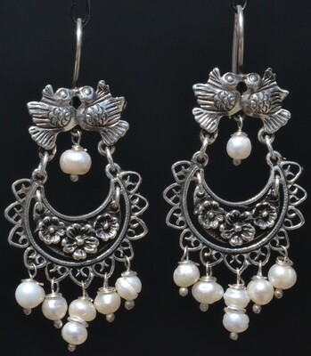 TAXCO STERLING SILVER LOVE BIRDS FRIDA KAHLO EARRINGS VTG STYLE MEXCIAN JEWELRY
