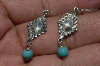 TAXCO MEXICAN JEWELRY 925 STERLING SILVER DANGLE EARRINGS FRIDA KAHLO VTG STYLE