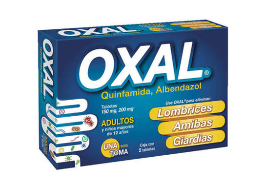 OXAL, 2 Tabs (Albendazol, Quinfamida) ~  Dewormer against amoebas and worms