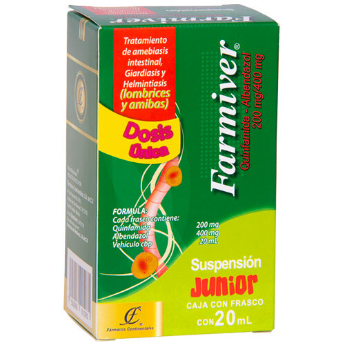FARMIVER JR SUSP (7-11 YEARS), 10ML (ALBENDAZOL / QUINFAMIDA) ~ Dewormer against amoebas and worms