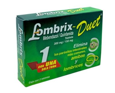 LOMBRIX DUET, 2 Tabs (Albendazol, Quinfamida) ~  Dewormer against amoebas and worms