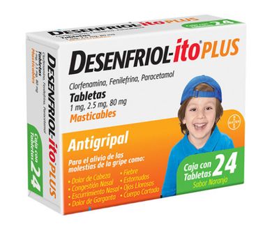 DESENFRIOL-ITO PLUS, 1MG/2.5MG/80MG, 24 Chewing Tabs (DESENFRIOL-ITO) Clorfenamina/Fenilefrina/Paracetamol