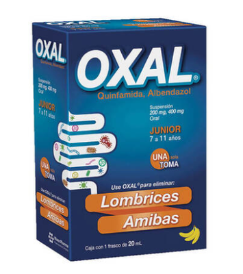 OXAL JR SUSP (7-11 years), 20 ML (Albendazol, Quinfamida) ~  Dewormer against amoebas and worms