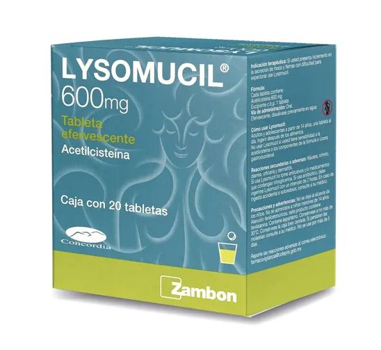 LYSOMUCIL, 600MG, 20 effervesce tabs. (LYSOMUCIL) Acetylcysteine