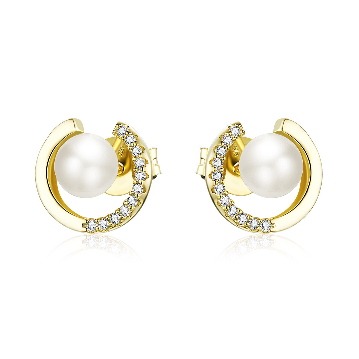 Geometric Pearl Stud Earrings
