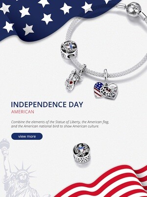 GemKing Independence day S925 Sterling Silver Charms