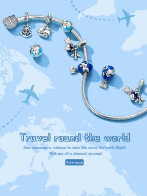 GemKing Travel round the world S925 Sterling Silver Charms