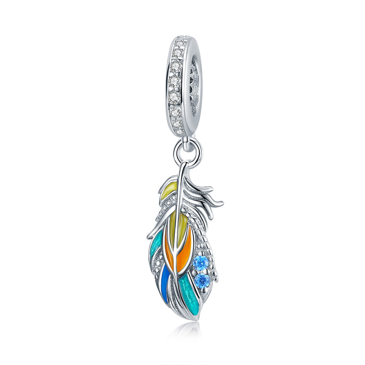 GemKing BSC304 Colorful feathers S925 Sterling Silver Charm