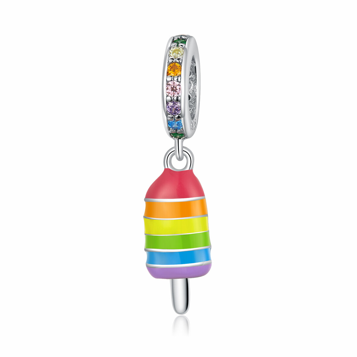 GemKing BSC351 Rainbow ice cream S925 Sterling Silver Charm