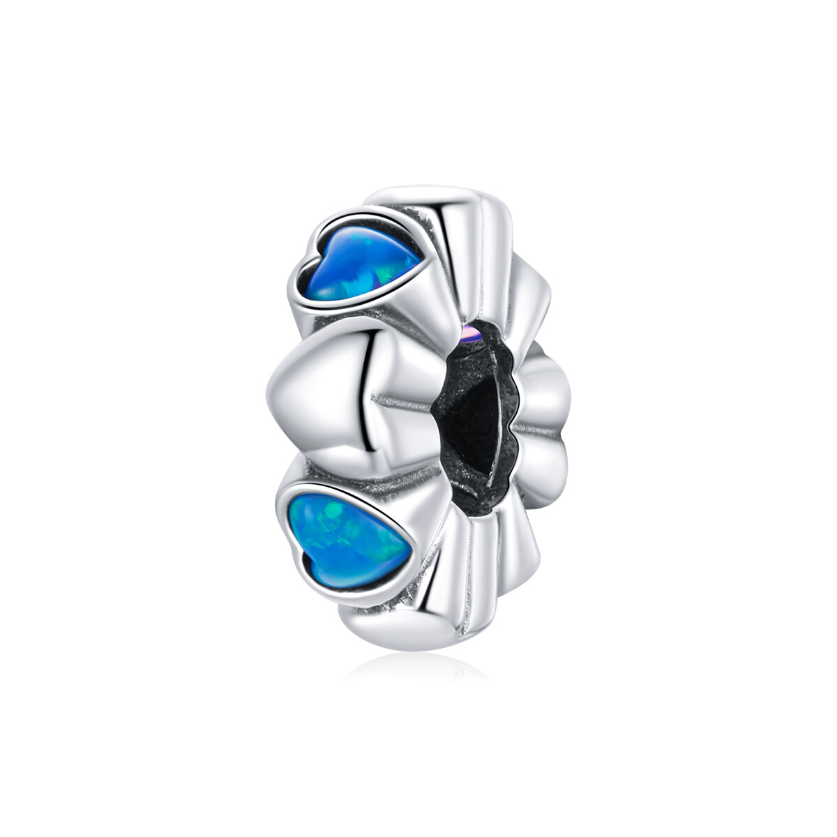 GemKing BSC435 Heart-shaped opal beads S925 Sterling Silver Charm