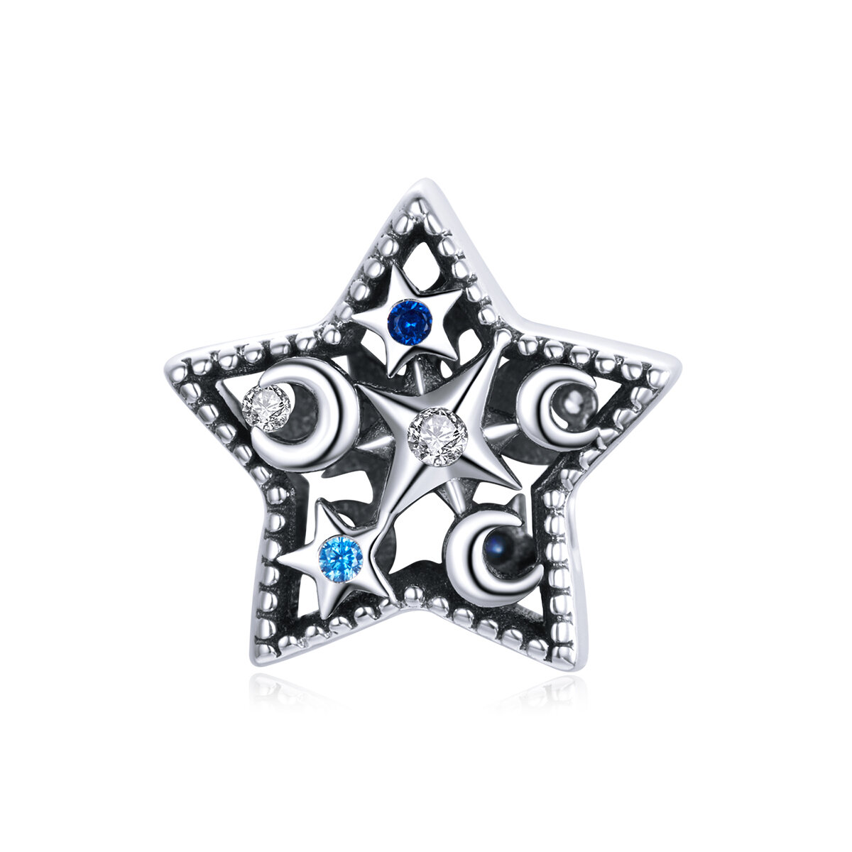 GemKing BSC441 Star Moon Beads S925 Sterling Silver Charm