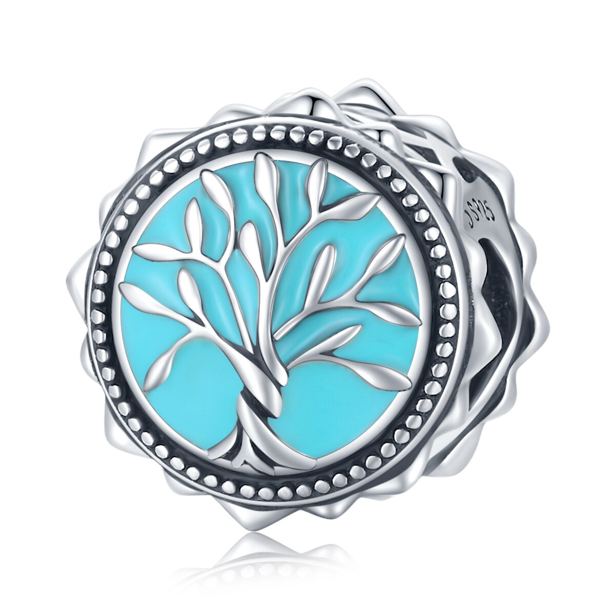 GemKing BSC503 Blue life tree S925 Sterling Silver Charm