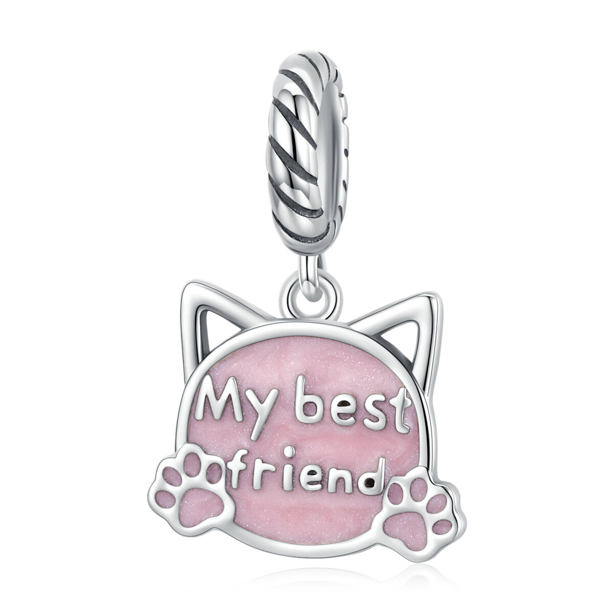 GemKing BSC519 Pink Kitty S925 Sterling Silver Charm
