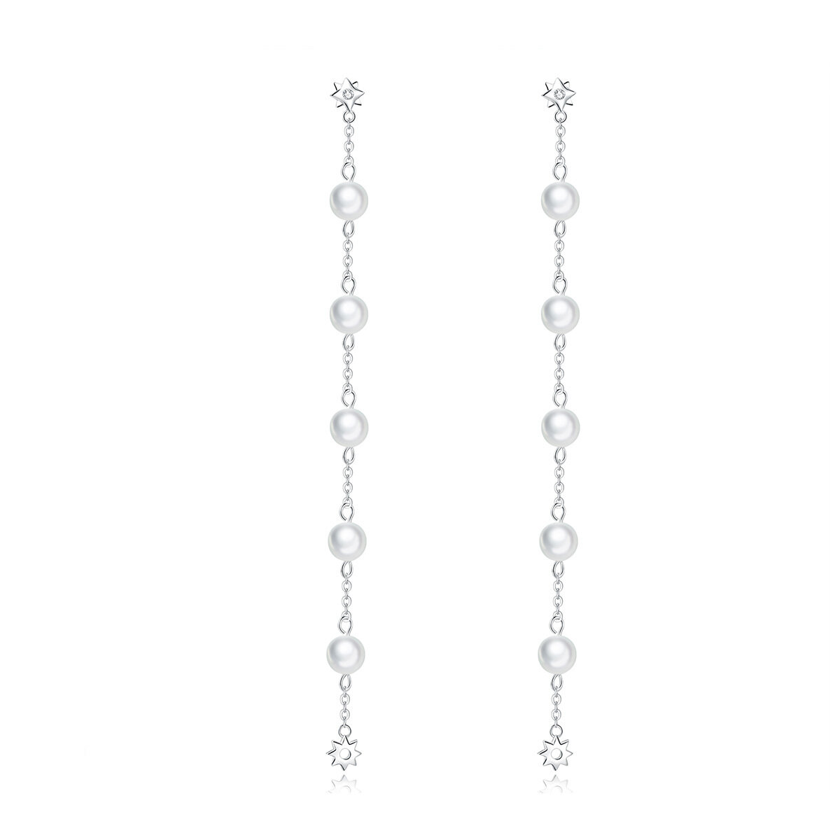 GemKing BSE185 Pearls tassels S925 Sterling Silver Earring