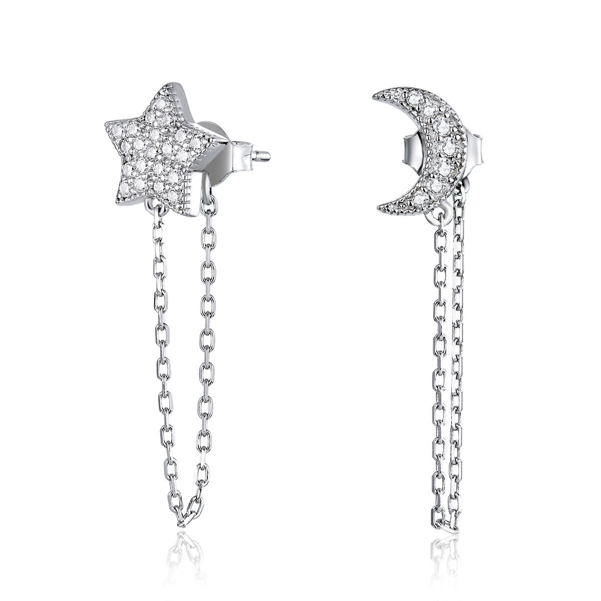 GemKing BSE385 Midnight moon and star S925 Sterling Silver Earring