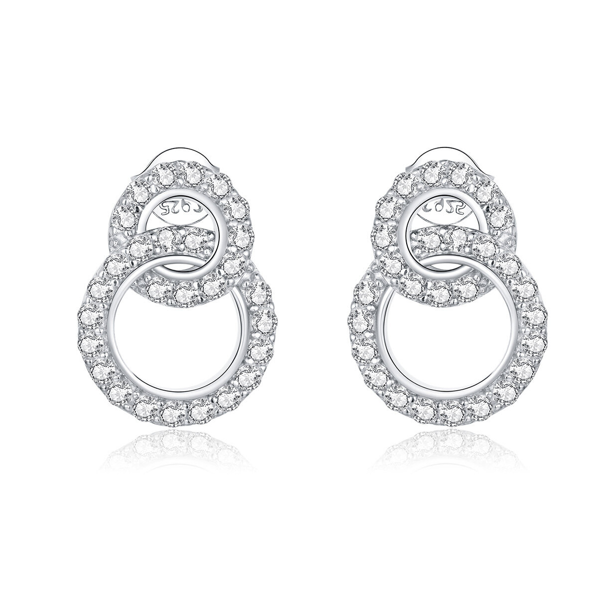 GemKing BSE388 Dazzling double ring S925 Sterling Silver Earring