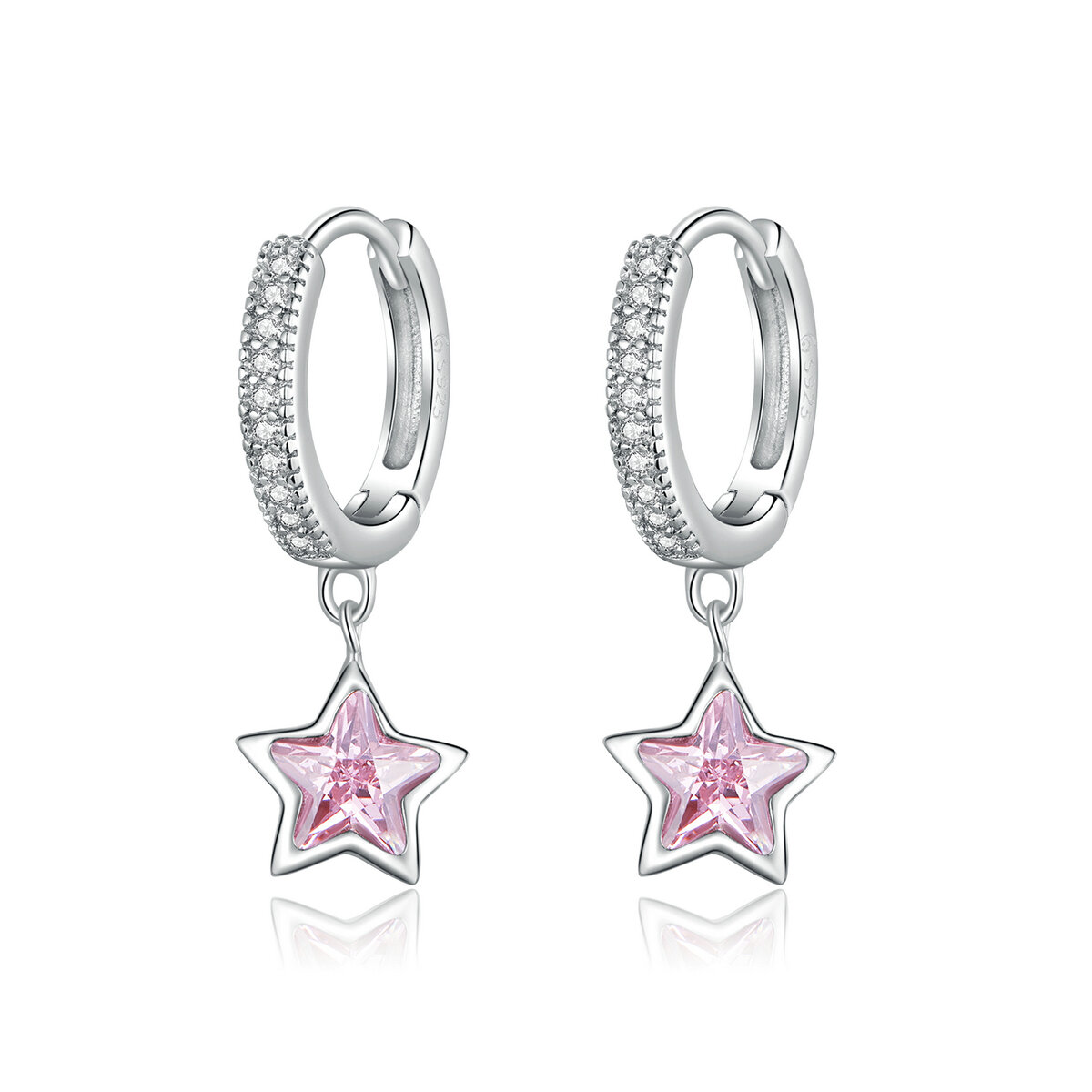 GemKing BSE414 Pink star S925 Sterling Silver Earring