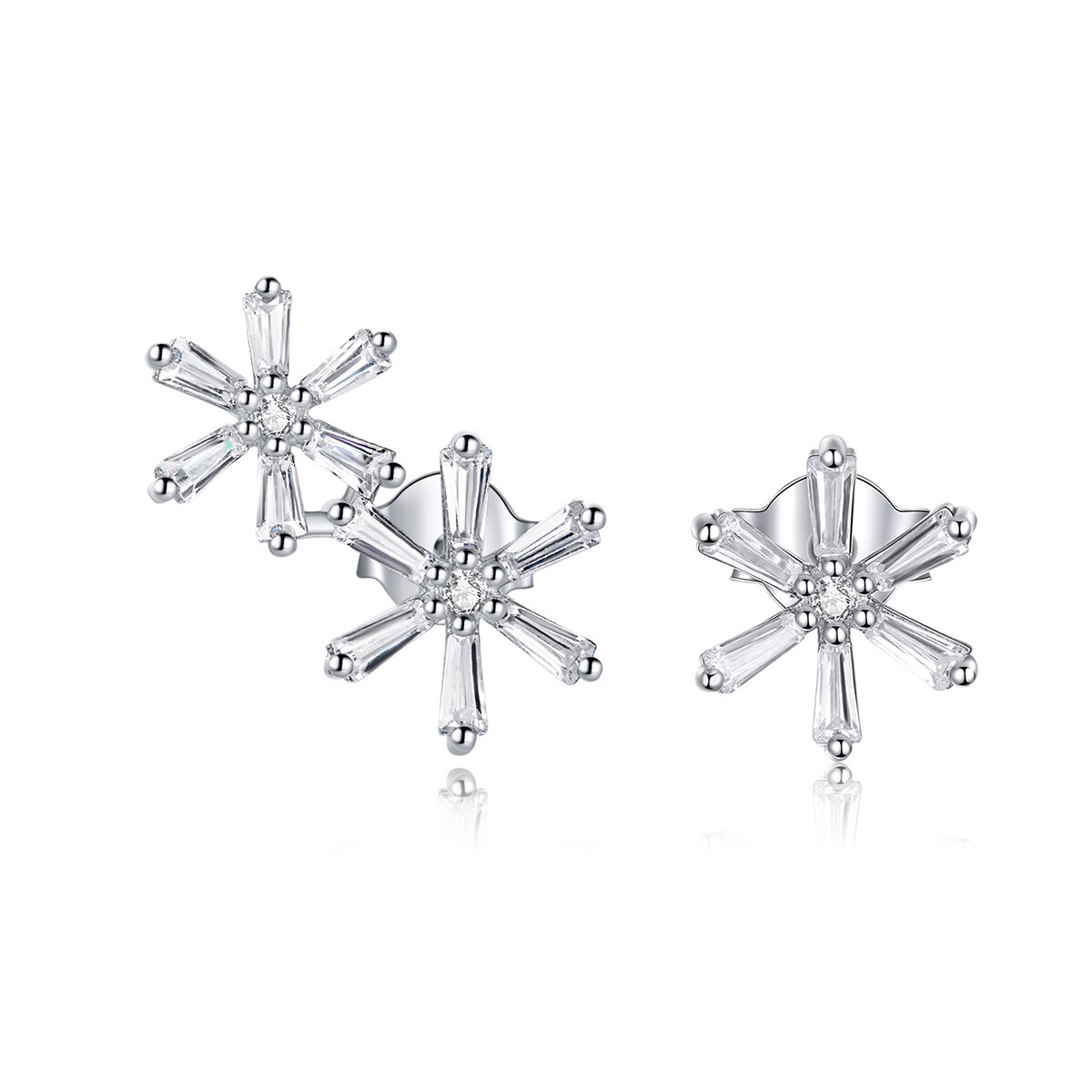 GemKing BSE425 crystal snowflakes S925 Sterling Silver Earring