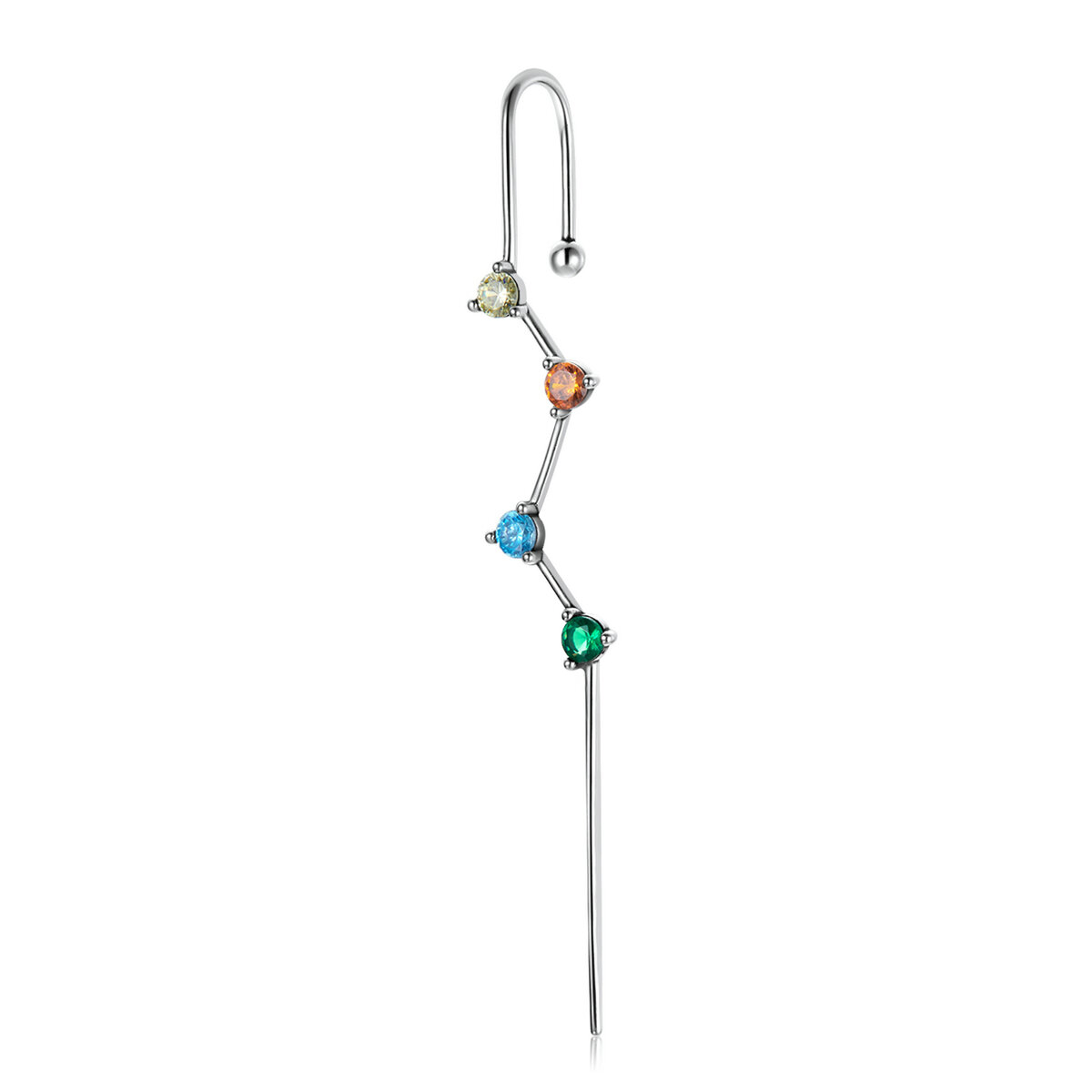 GemKing BSE530 Colorful Zirconium ear needle-Lightning S925 Sterling Silver Earring