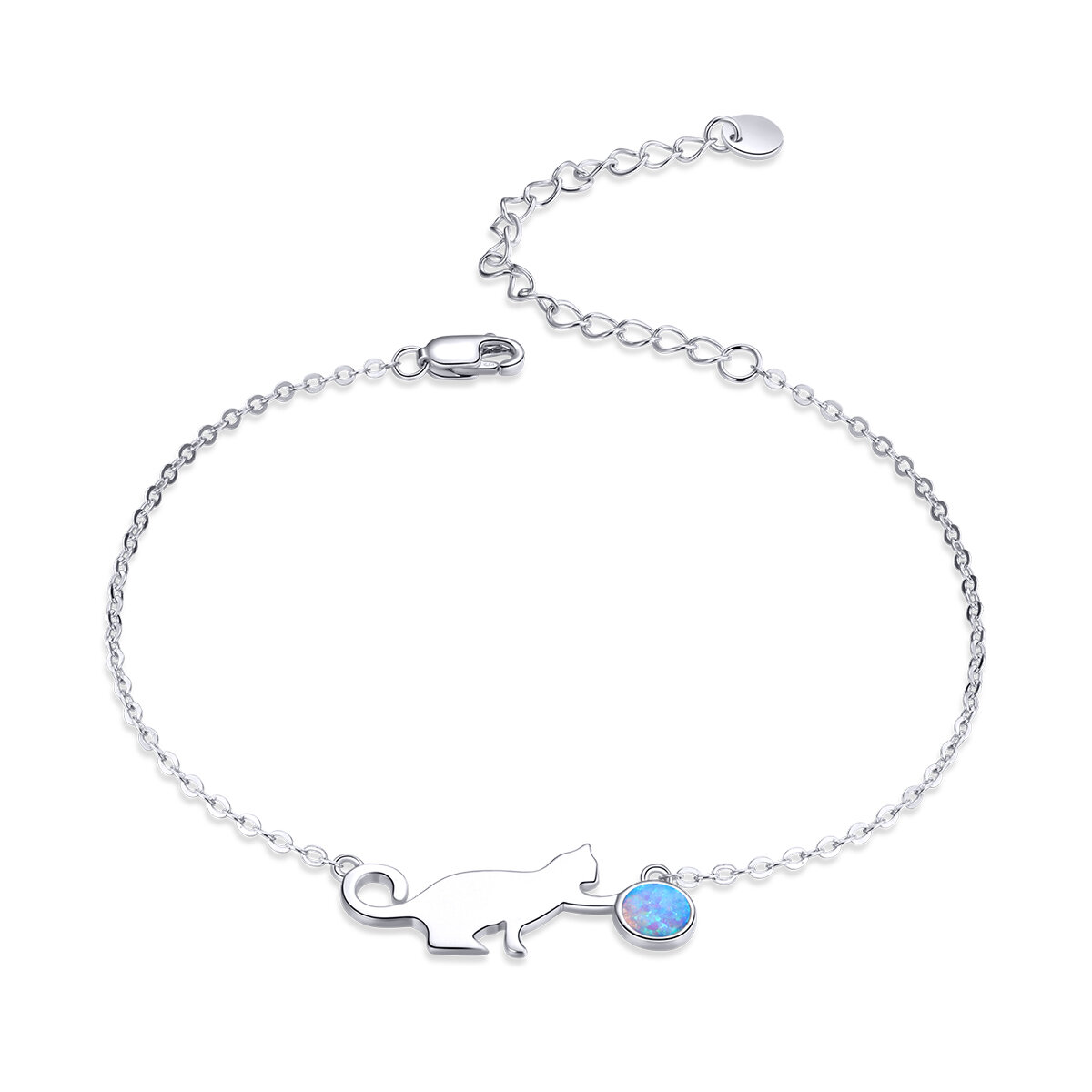 GemKing Cat Opal Kitty S925 Sterling Silver Necklace & Bracelet