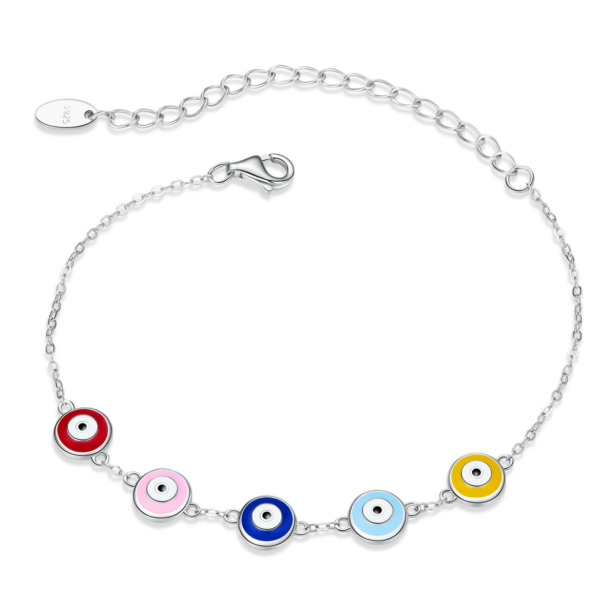 GemKing Guardian Eye S925 Sterling Silver Bracelet & Rings & Earrings & Necklace