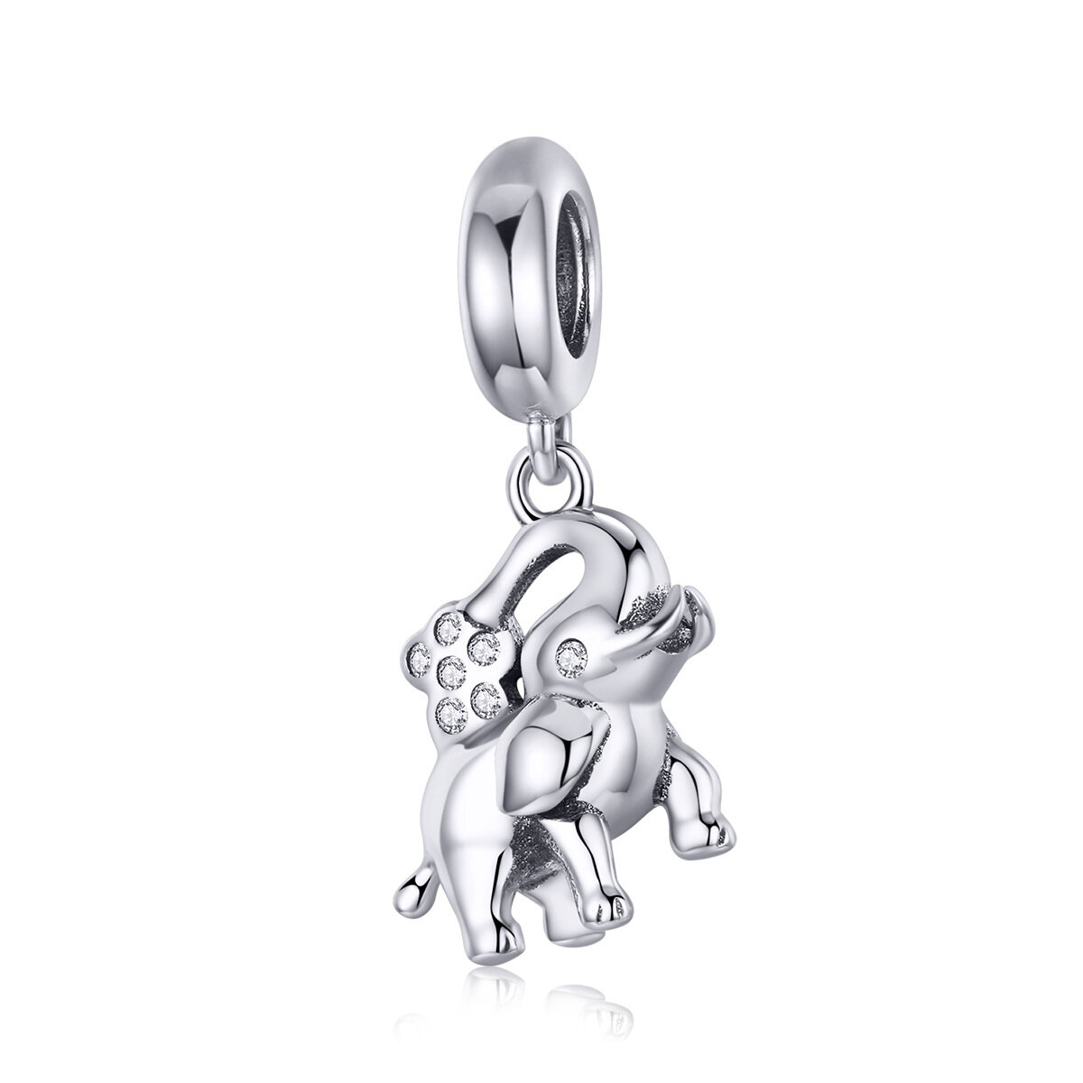 GemKing SCC1059 Happy Elephant S925 Sterling Silver Charm