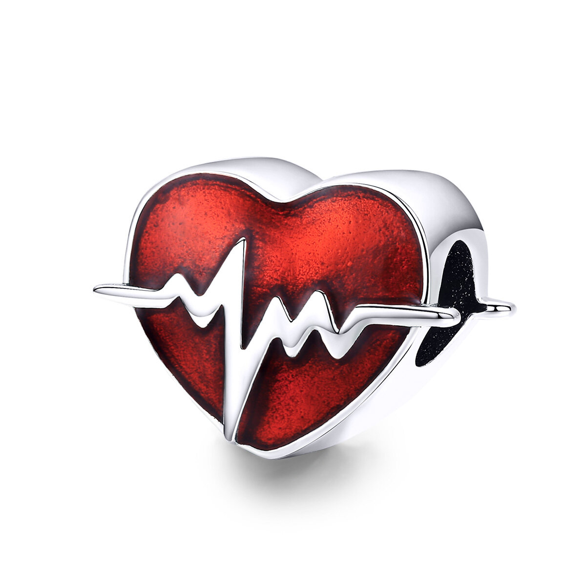 GemKing SCC1151 Heartbeat time S925 Sterling Silver Charm