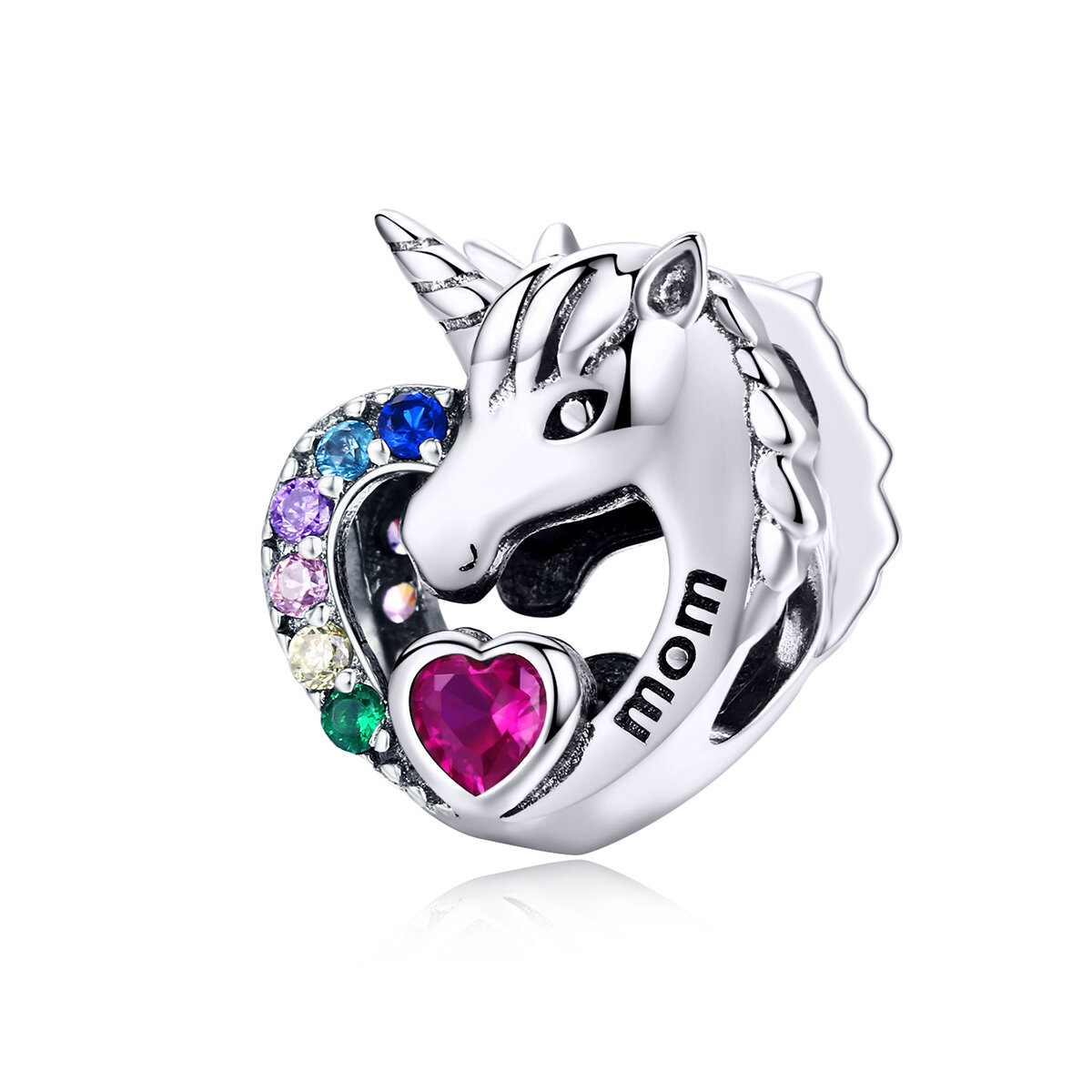 GemKing SCC1160 Unicorn for Mom mother S925 Sterling Silver Charm