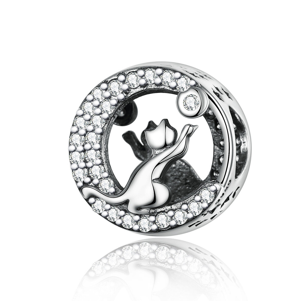 GemKing SCC1203 Happy Kitty S925 Sterling Silver Charm