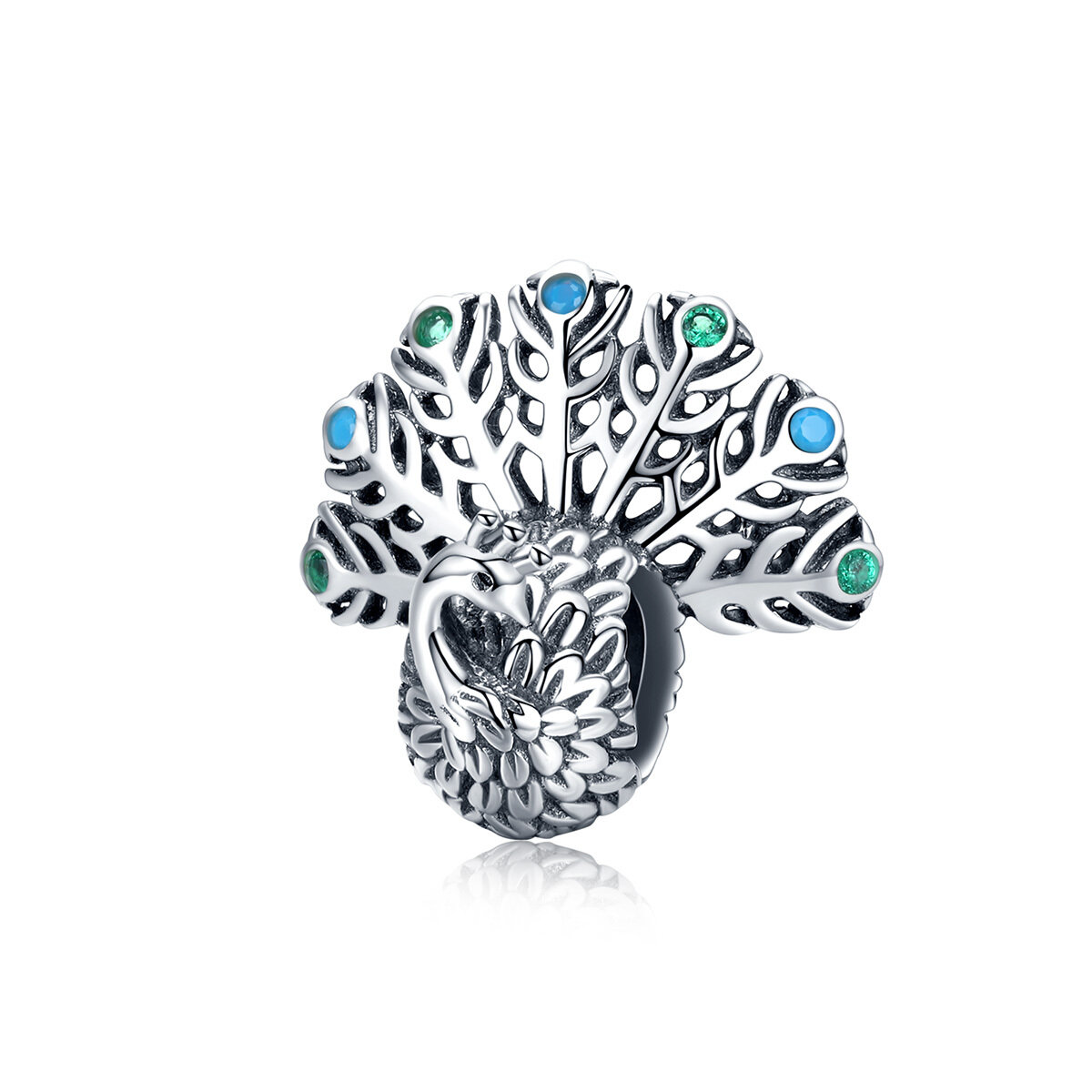 GemKing SCC1260 Peacock S925 Sterling Silver Charm