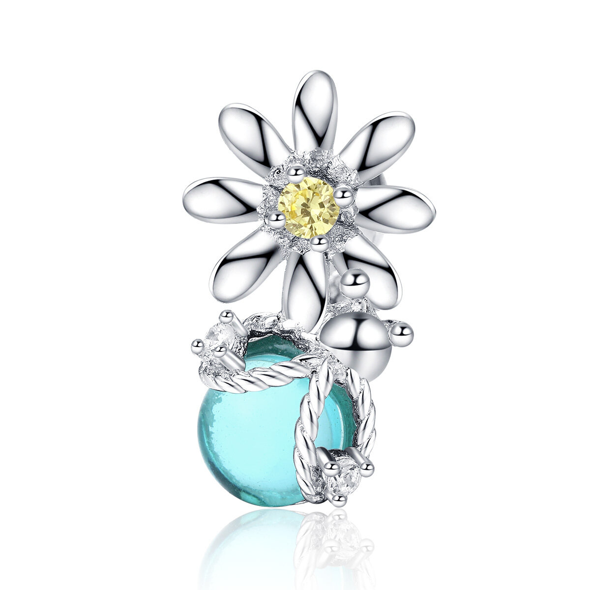 GemKing SCC1369 Fireflies and Daisy S925 Sterling Silver Charm