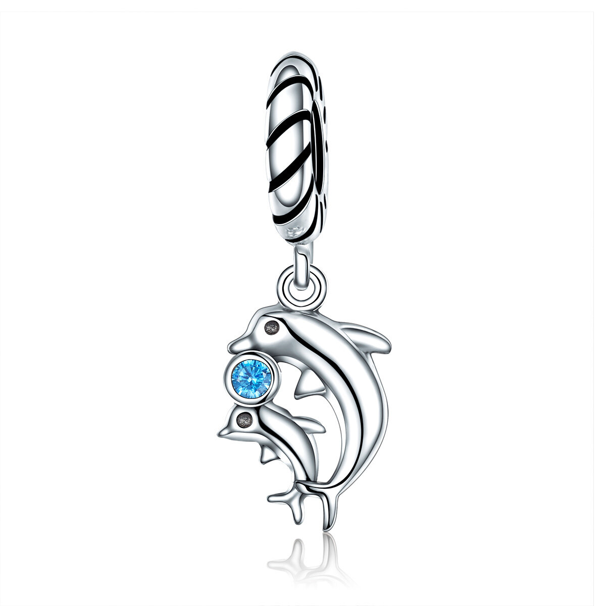 GemKing SCC264 Dolphins Tales S925 Sterling Silver Charm