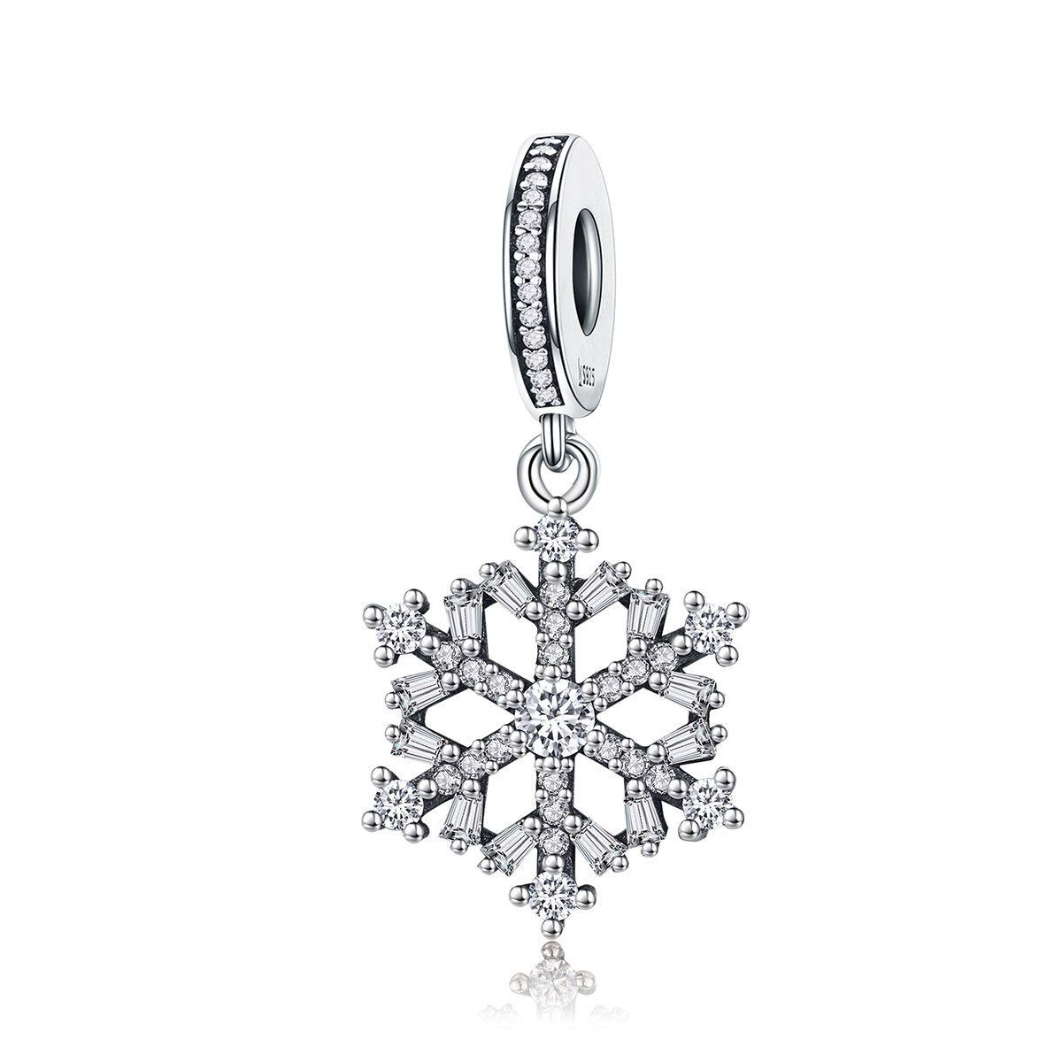GemKing SCC266 Glittering and Translucent Snowflake S925 Sterling Silver Charm