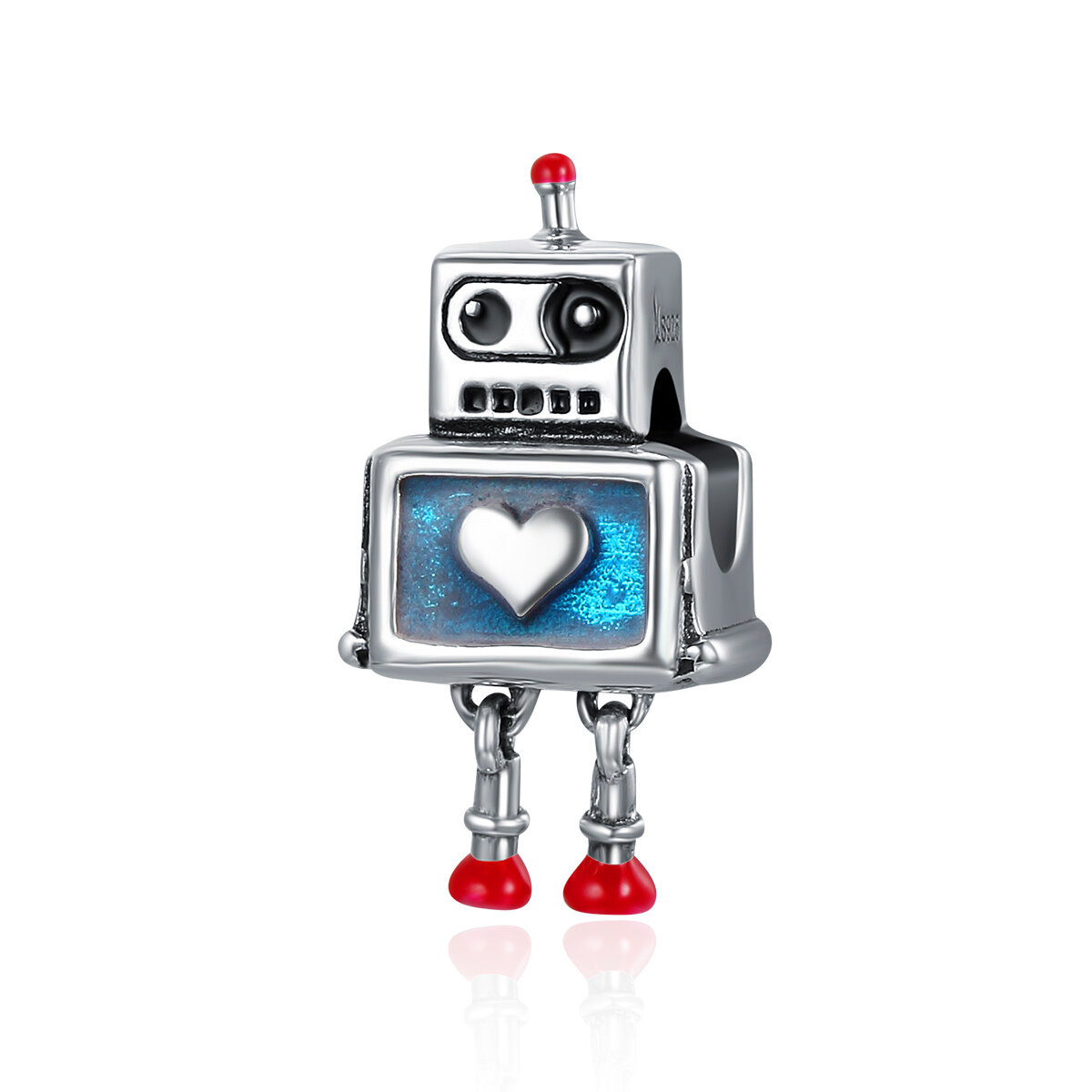 GemKing SCC346 Cute Robot S925 Sterling Silver Charm